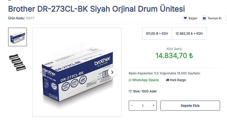 Brother Marka Orijinal Yazıcı Toneri