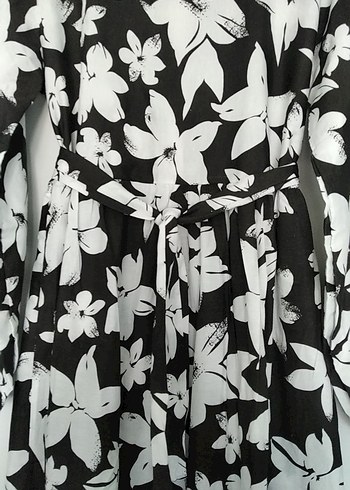 Uzun Kollu Pileli Bohem Çiçekli Elbise - Görsel 5