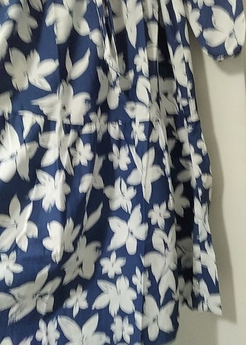 Kadın Mavi Uzun Çiçekli Elbise - Görsel 3