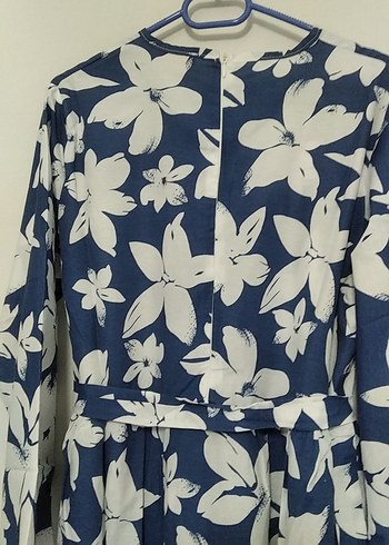 Kadın Mavi Uzun Çiçekli Elbise - Görsel 5