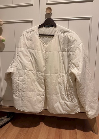 Zara Düğmeli Beyaz Kadın Midi Ceket