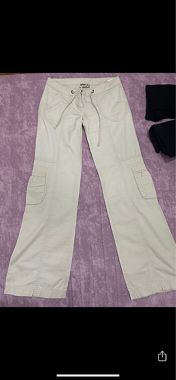 y2k vintage cepli bej kargo pantolon düşük bel