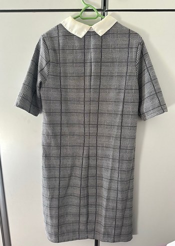 Gri Kareli Midi Ofis Elbisesi - Görsel 3