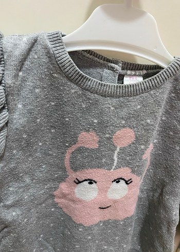 Kız Çocuk Gri Uzun Kollu Örme Sweatshirt - Görsel 2