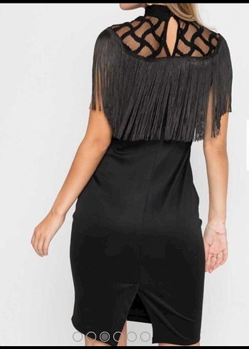 Abiye Püsküllü Siyah Mini Gotik Abiye