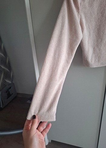 Diğer Bej Yüksek Yaka Uzun Kollu Kadın Kazak
