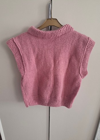 Pembe Kısa Triko Kadın Süveter - Görsel 5