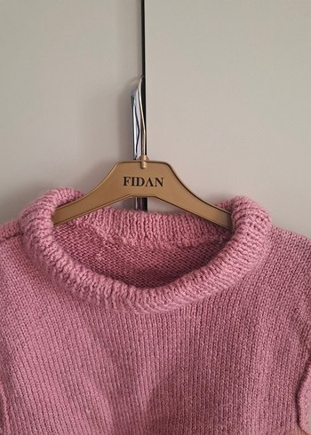 Pembe Kısa Triko Kadın Süveter - Görsel 2