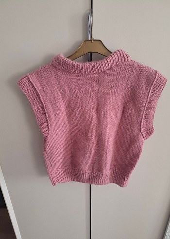 Pembe Kısa Triko Kadın Süveter - Görsel 8