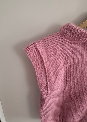 Pembe Kısa Triko Kadın Süveter - Görsel 7