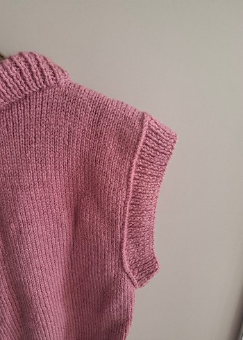 Pembe Kısa Triko Kadın Süveter - Görsel 6