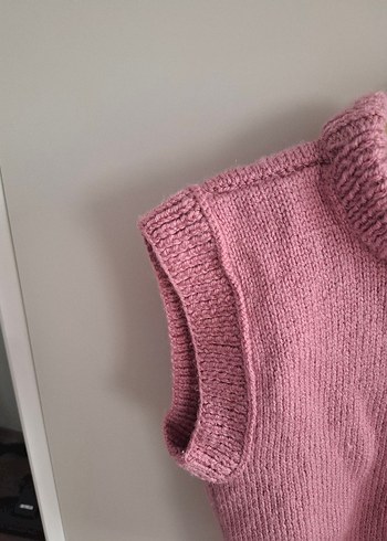 Pembe Kısa Triko Kadın Süveter - Görsel 3