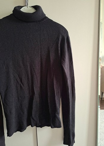 Kadın Siyah Balıkçı Yaka Triko Kazak - Görsel 4