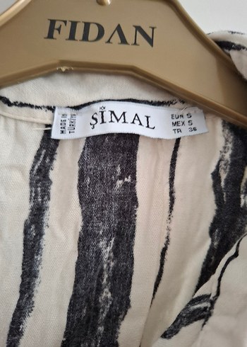 s Beden beyaz Renk Çizgi Desenli Kısa Kollu Gömlek
