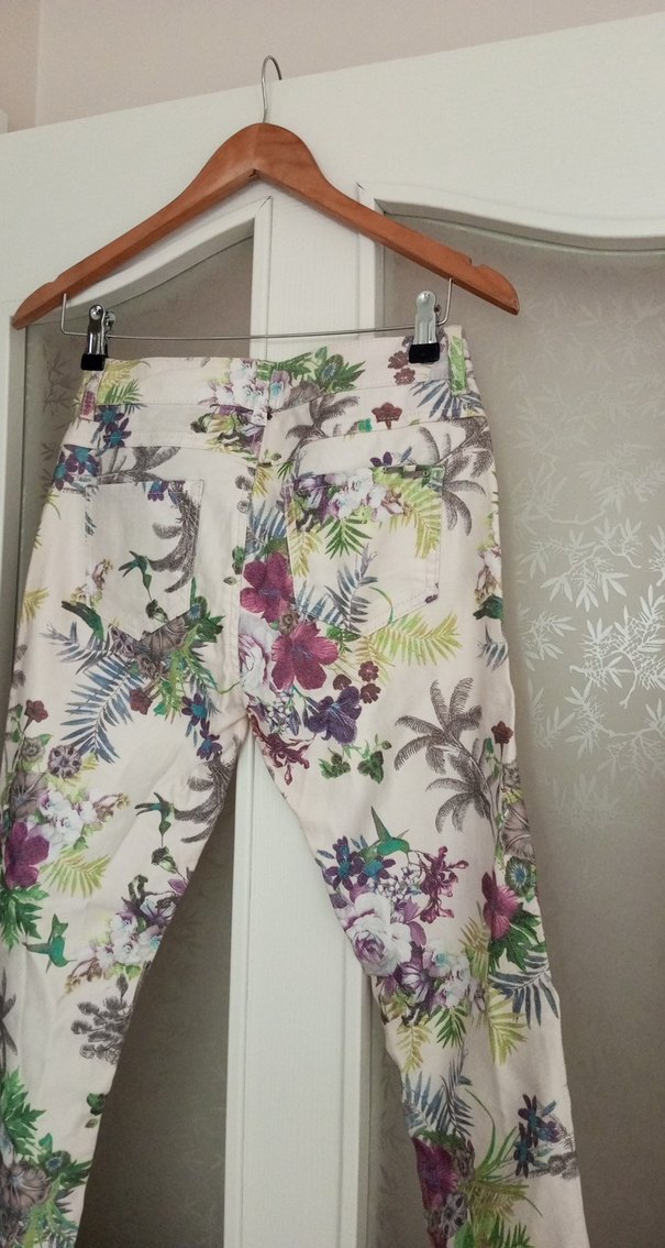 Bohem Renkli Midi Desenli Kadın Pantolon - Görsel 3