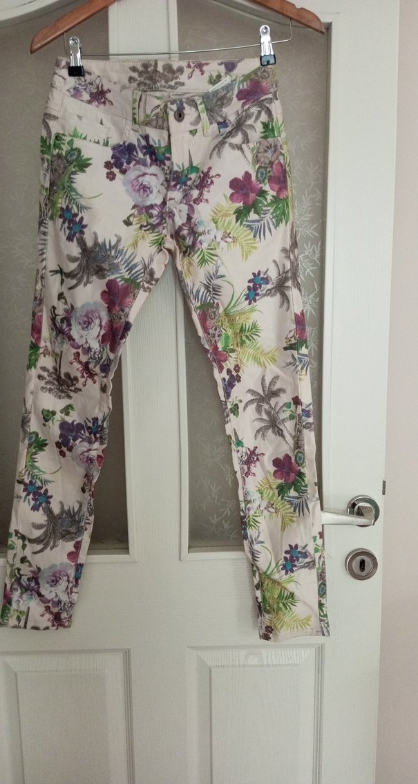 Bohem Renkli Midi Desenli Kadın Pantolon - Görsel 2