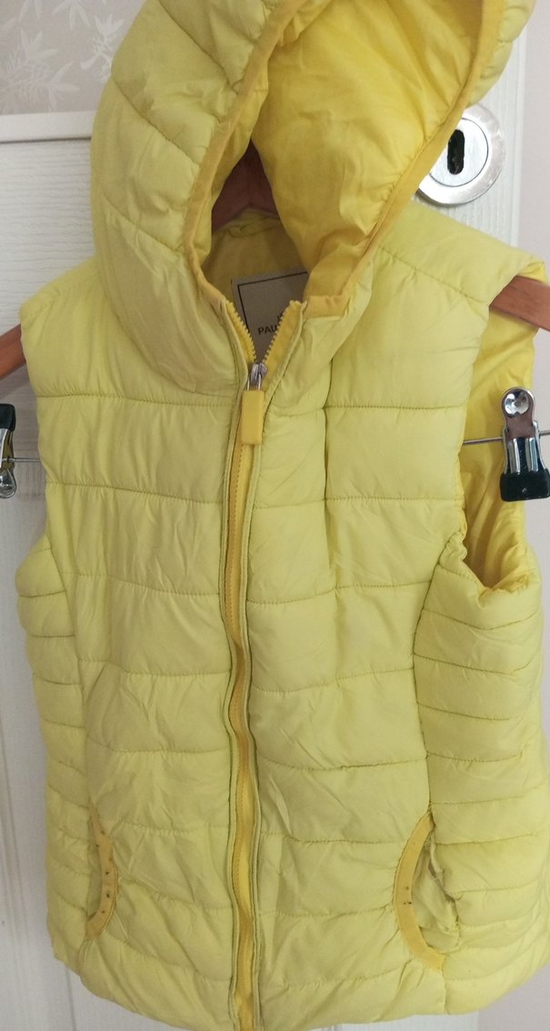 Sarı Fermuarlı Erkek Çocuk Yelek Kapüşonlu - Görsel 2