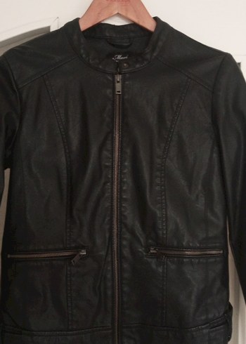 Siyah Deri Biker Ceket - Görsel 5