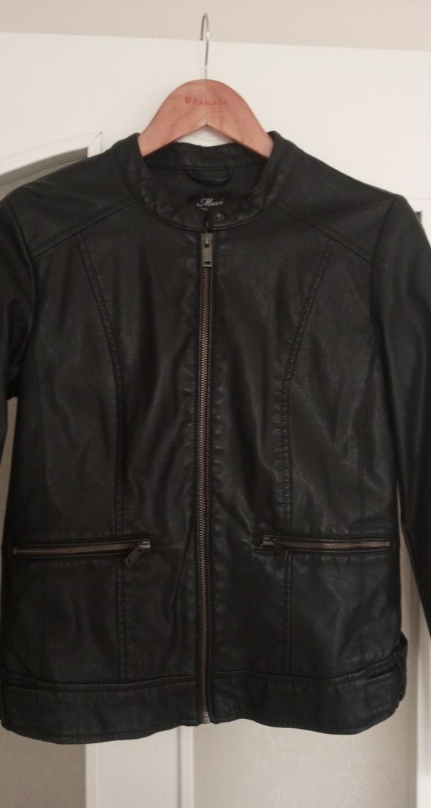 Siyah Deri Biker Ceket - Görsel 5