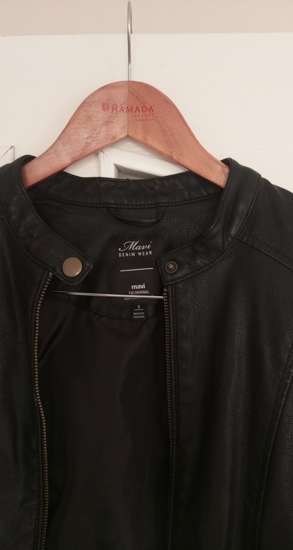 Siyah Deri Biker Ceket - Görsel 4