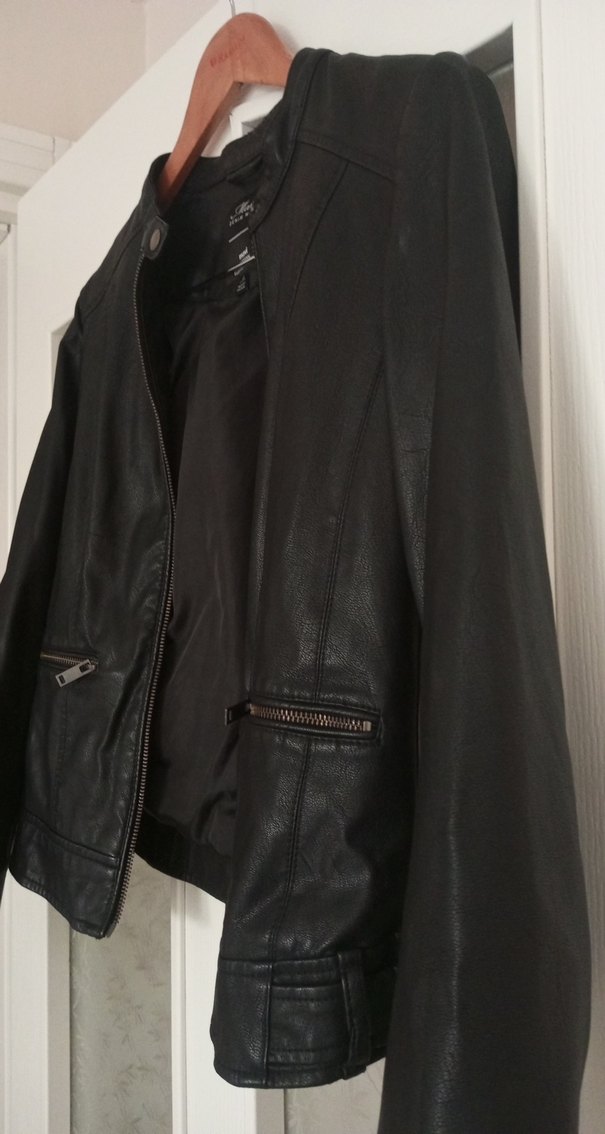 Siyah Deri Biker Ceket - Görsel 3