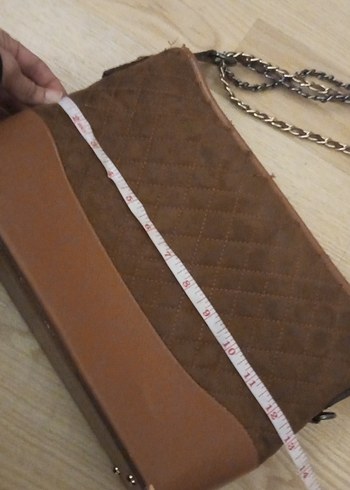 Zincir Detaylı Kahverengi Kadın Süet Çanta - Görsel 8