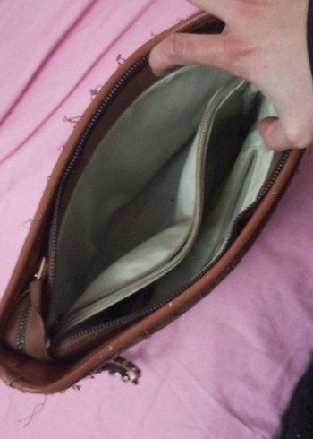 Zincir Detaylı Kahverengi Kadın Süet Çanta - Görsel 5