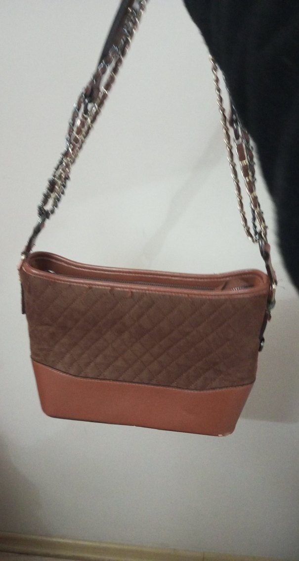 Zincir Detaylı Kahverengi Kadın Süet Çanta - Görsel 4