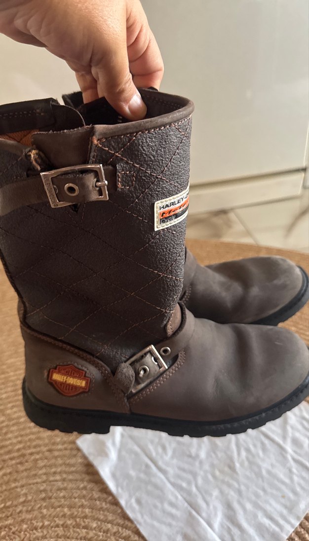 Harley davıdson Kahverengi Deri Çocuk Botları - Görsel 4