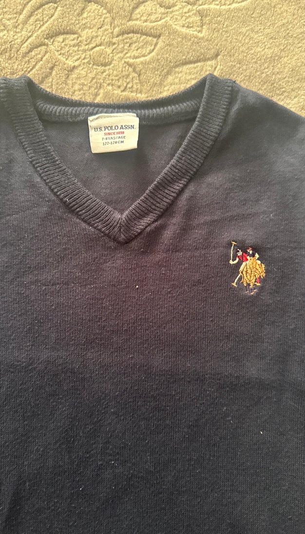 Us. Polo Kahverengi Erkek Çocuk V Yaka Triko Kazak - Görsel 3