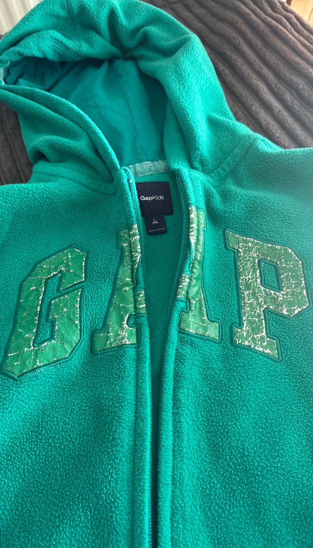 Gap marka Kız Çocuk Yeşil Kapüşonlu Fermuarlı Ceket - Görsel 2