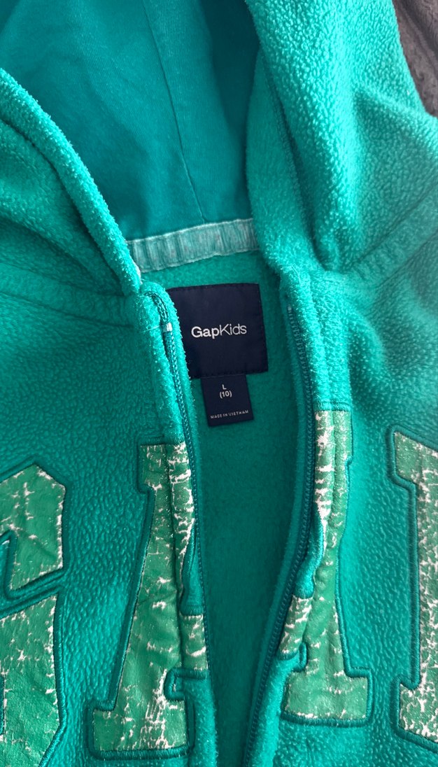Gap marka Kız Çocuk Yeşil Kapüşonlu Fermuarlı Ceket - Görsel 4