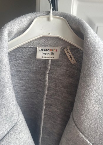 Gri Tek Düğmeli Kaban koton - Görsel 3