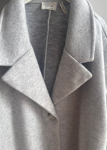 Gri Tek Düğmeli Kaban koton - Görsel 2