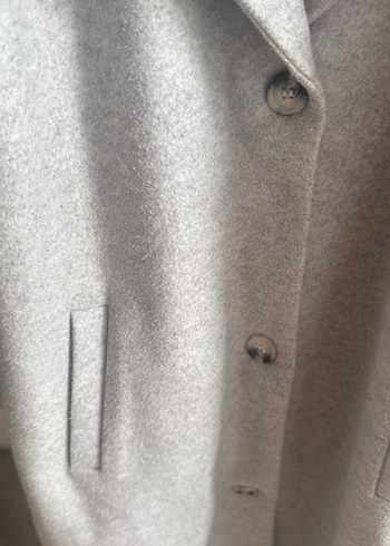 Gri Tek Düğmeli Kaban koton - Görsel 5