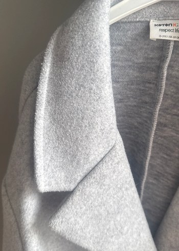 Gri Tek Düğmeli Kaban koton - Görsel 4