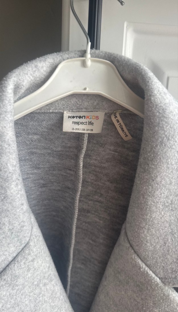 Gri Tek Düğmeli Kaban koton - Görsel 3