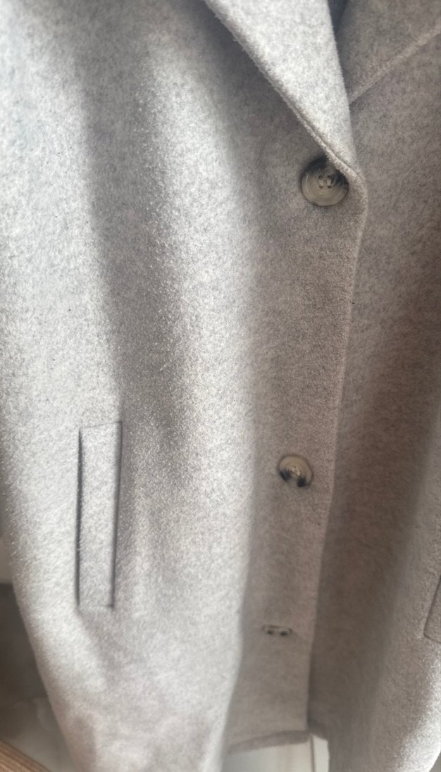 Gri Tek Düğmeli Kaban koton - Görsel 5