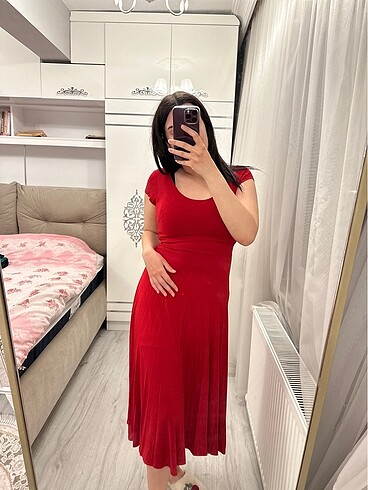 Addax Kırmızı uzun elbise