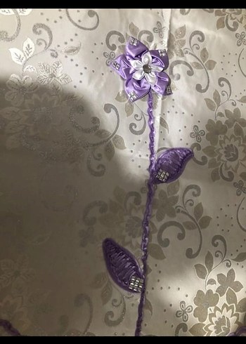 İşlemeli Mor Çift Kişilik pike takımı - Görsel 5
