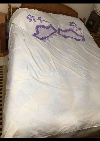 İşlemeli Mor Çift Kişilik pike takımı - Görsel 7