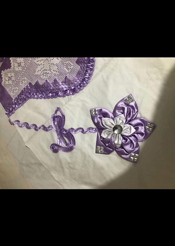 İşlemeli Mor Çift Kişilik pike takımı - Görsel 3