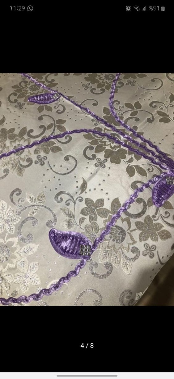 İşlemeli Mor Çift Kişilik pike takımı - Görsel 4