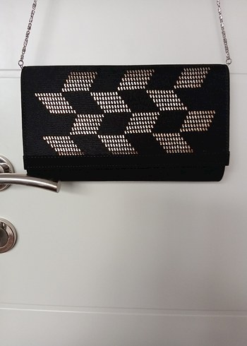 Zincir Detaylı Siyah Yılan Desenli tel kirma Kadın Portföy Çanta - Görsel 2