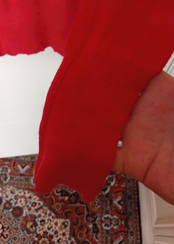 Kırmızı Uzun Kollu Kadın Kazak - Görsel 2