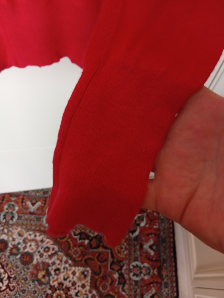 Kırmızı Uzun Kollu Kadın Kazak - Görsel 2