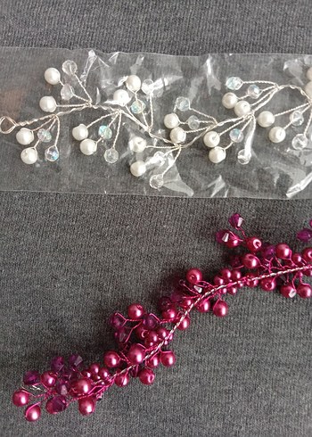 Bordo Boncuklu Kadın Saç Aksesuarı - Görsel 2