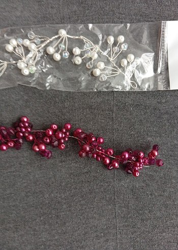 Bordo Boncuklu Kadın Saç Aksesuarı - Görsel 3