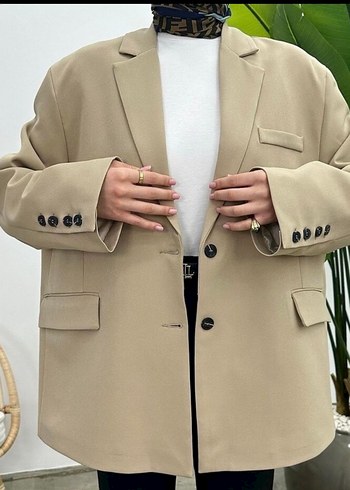 Bej Kadın Midi Blazer Ceket - Görsel 2