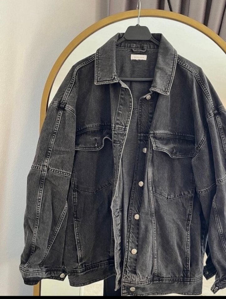 Siyah Oversize Kadın Denim Ceket - Görsel 2